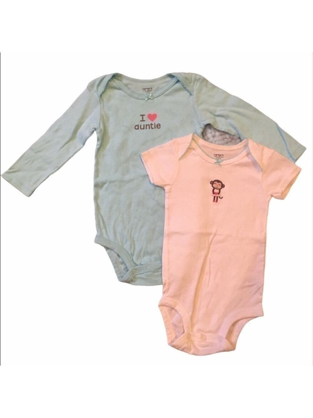 CARTER’S I Love Auntie Blue & White Bodysuit Set 12 Months